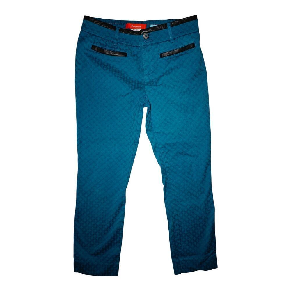 Cartonnier Charlie Ankle Pants Teal Textured Snake Print Women’s 8